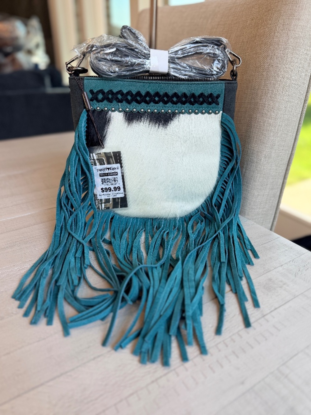 Trinity Ranch Hair-On Cowhide Fringe Crossbody Bag - Black